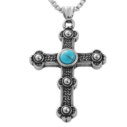 Personalized Retro Titanium Steel Cross Necklace for Men - Trendy Stainless Steel Pendant