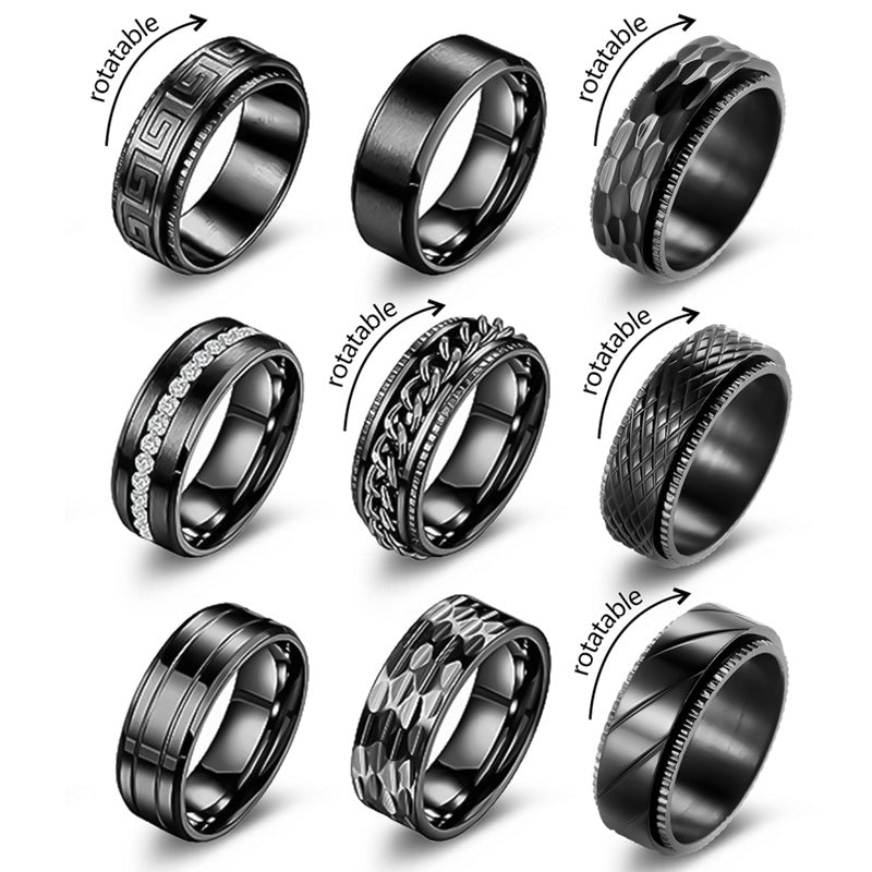 Planderful Everyday Genie Stainless Steel Ring for Men Unisex Rotating Decompression Punk Style Durable