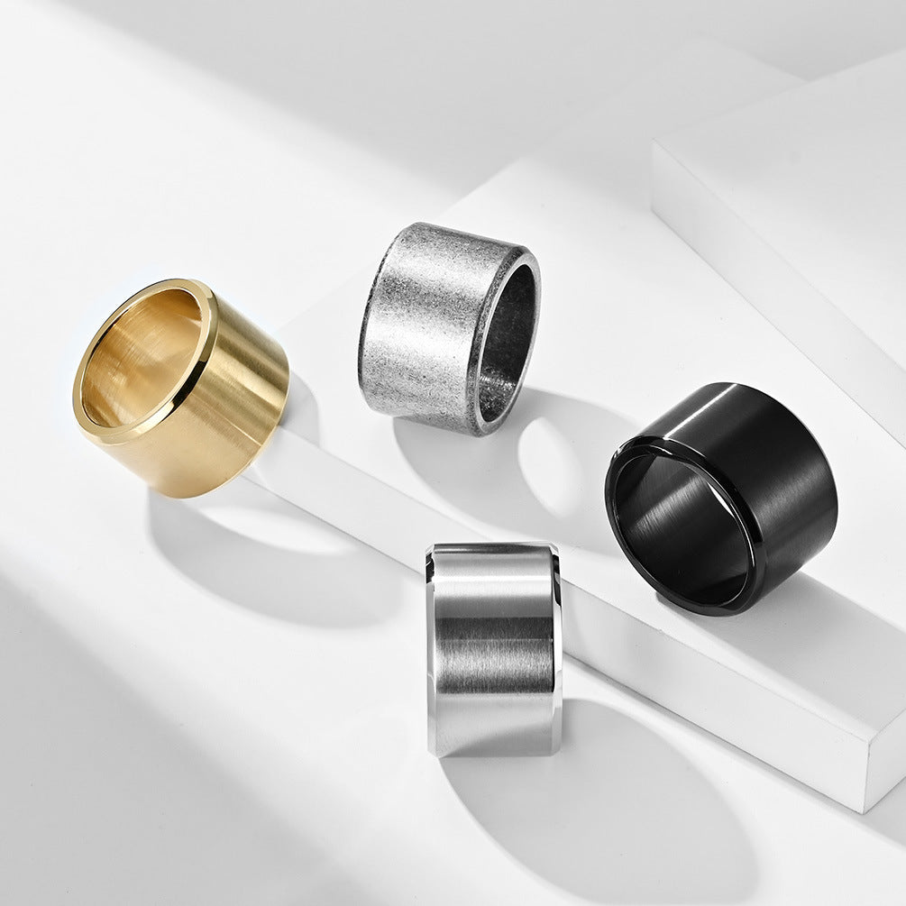Planderful Titanium Steel Ring Flat Matte Brushed Finish Inside And Outside For Men Vintage Hip Hop Style