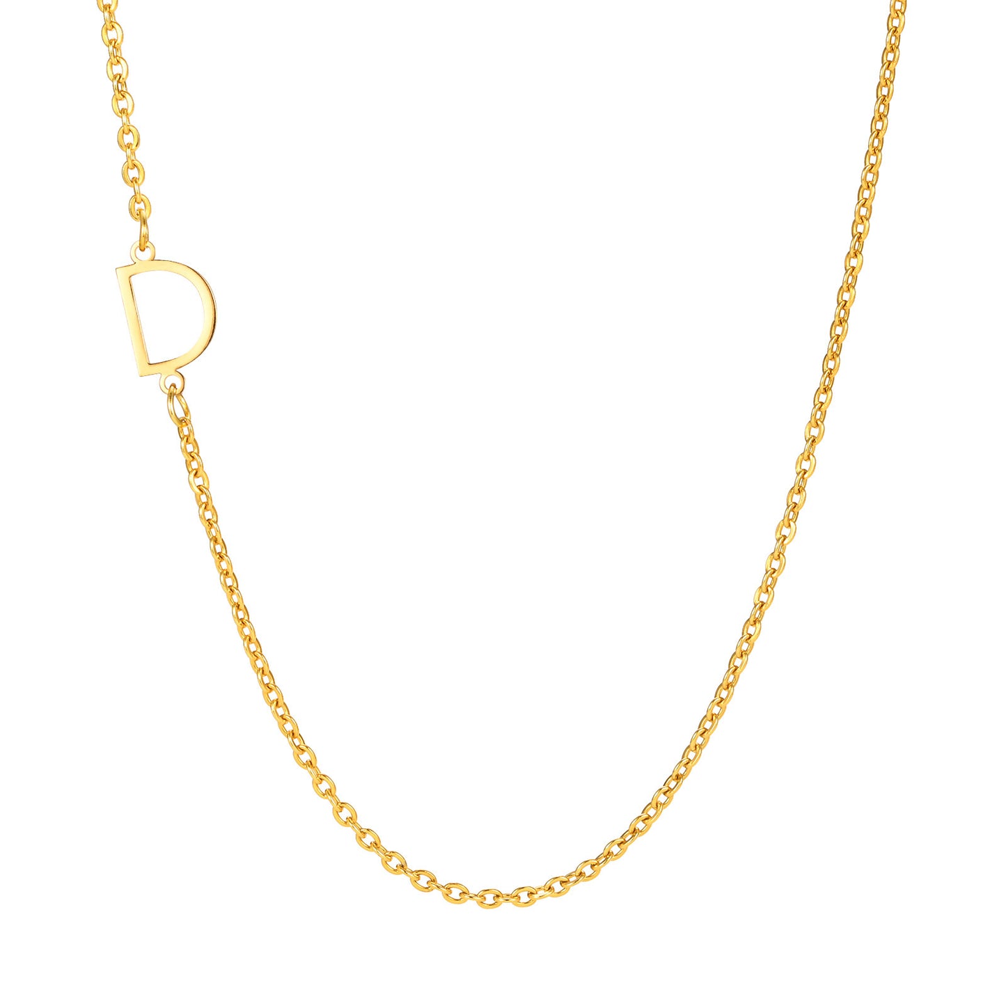Stainless Steel Flat Cross Chain Letter Necklace Gold Collarbone Chain Letter