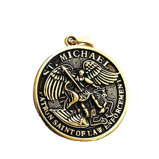 Greek Mythology-Inspired Angel Pendant with Retro Stainless Steel Design for Men