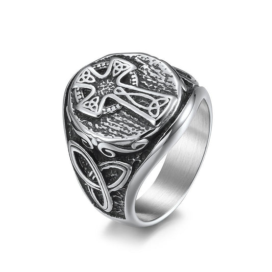 Vintage Nordic Celtic Knot Stainless Steel Ring Jewelry for Men