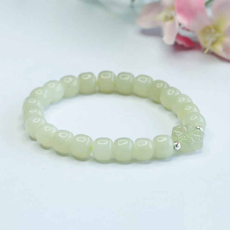 Qingshui Hetian Jade Petal Bead Bracelet
