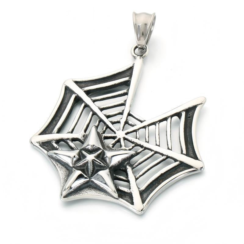 Halloween Diablo Skull Spider Web Pendant Diablo Old Gothic Spider Men's Stainless Steel Necklace