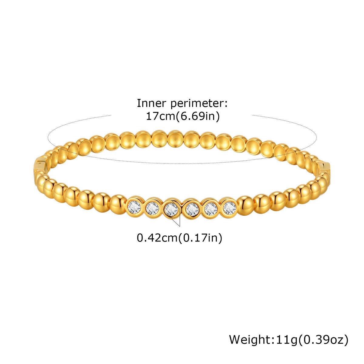 Zircon Geometric Gold-Plated Stainless Steel Bracelet for Women