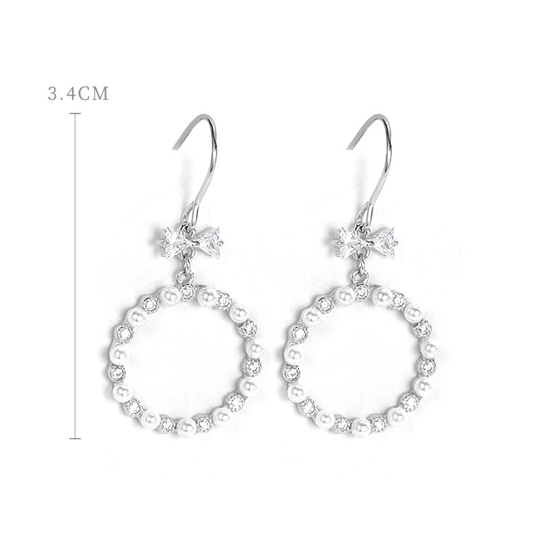 Bead Bow 925 Sterling Silver Women's Earrings
