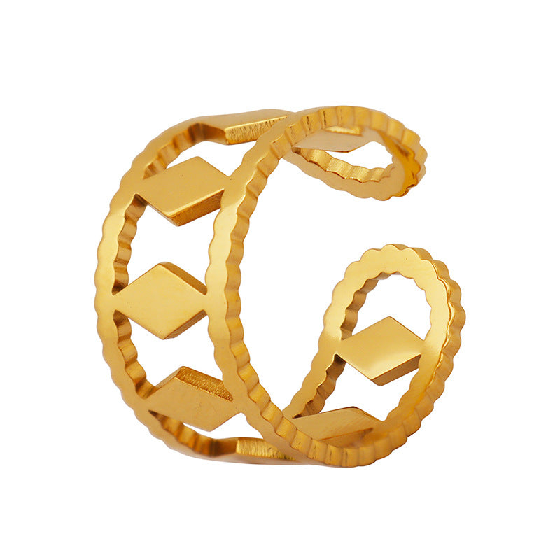 Golden Open Ring with Adjustable Titanium Steel - Minimalist Style European and American Design