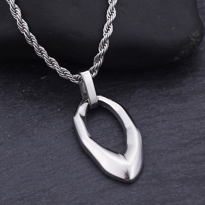 Retro Irregular Water Drop Titanium Steel Pendant for Men - European and American Style