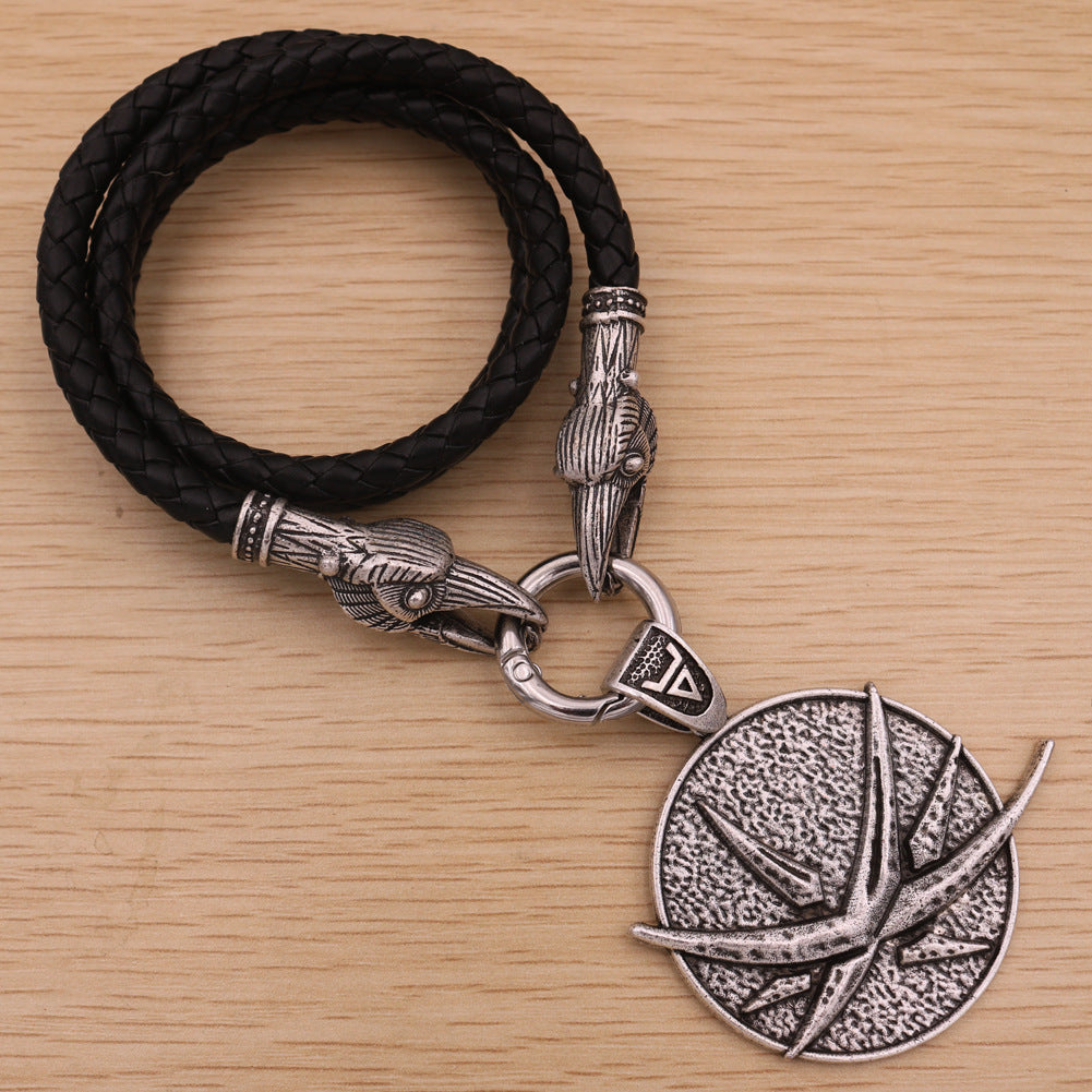 Viking Crow Wolf Head Necklace - Norse Legacy Men's Jewelry