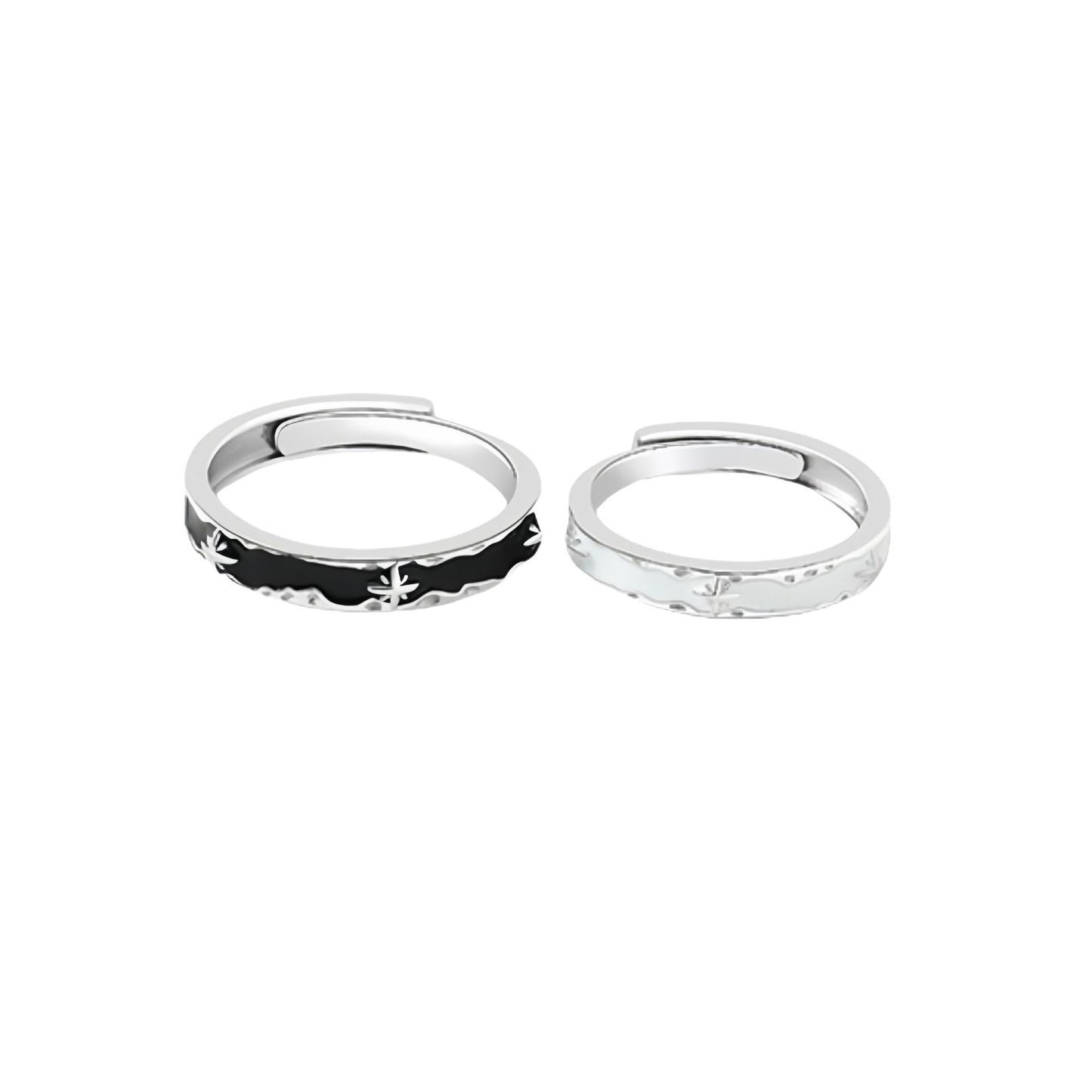 New Night and Dawn 925 Sterling Silver Couple Ring Gift