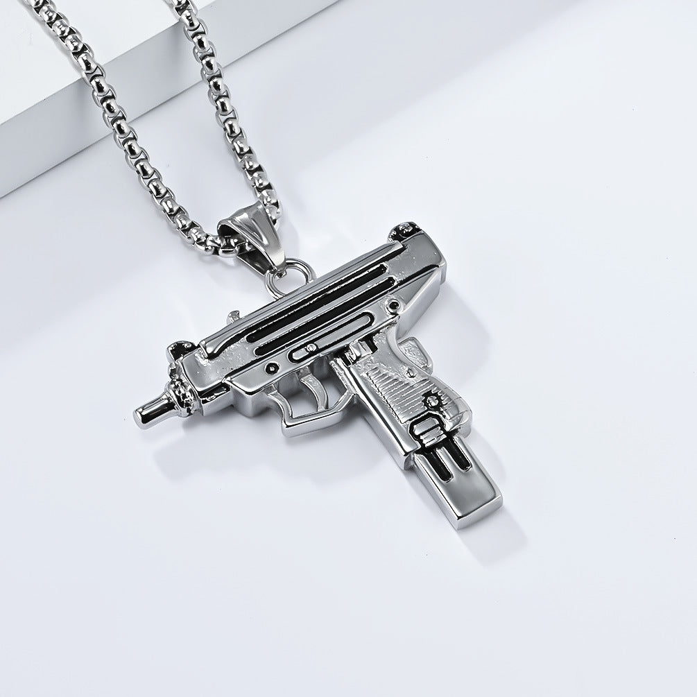 Titanium Steel Uzi Pendant: Elegance Meets Hip-Hop Style