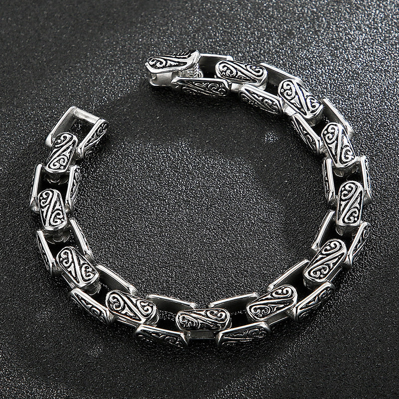 Geometric Pattern Titanium Steel Bracelet For Boyfriend Gift