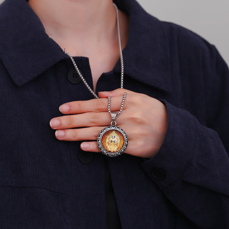 Zircon Necklace – Elegant Tibetan Guardian Thangka Design