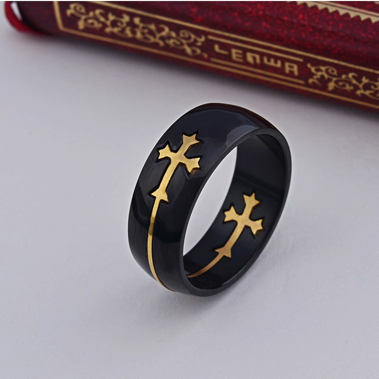 Removable Stainless Steel Two-Color Cross Ring – Stainless Steel
