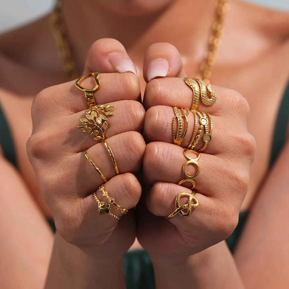 Planderful 18K Gold Plated Geometric Flower Ring For Women