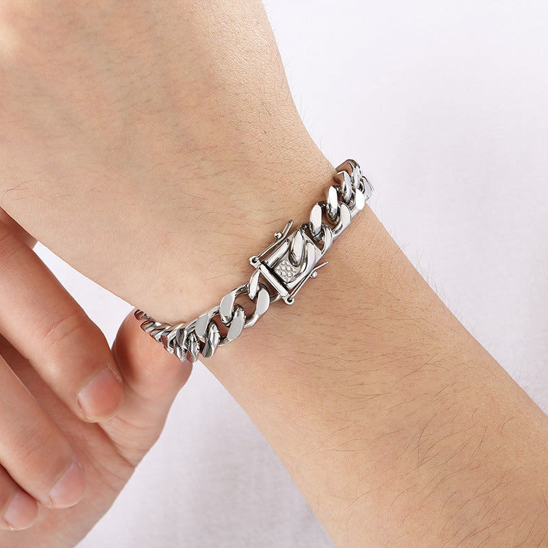 Planderful Mens Dragon Beard Buckle Cuban Chain Bracelet