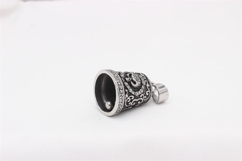 Titanium Steel Skull Pendant For Men Unisex Retro Bell Design Protection Statement Planderful Everyday Genie