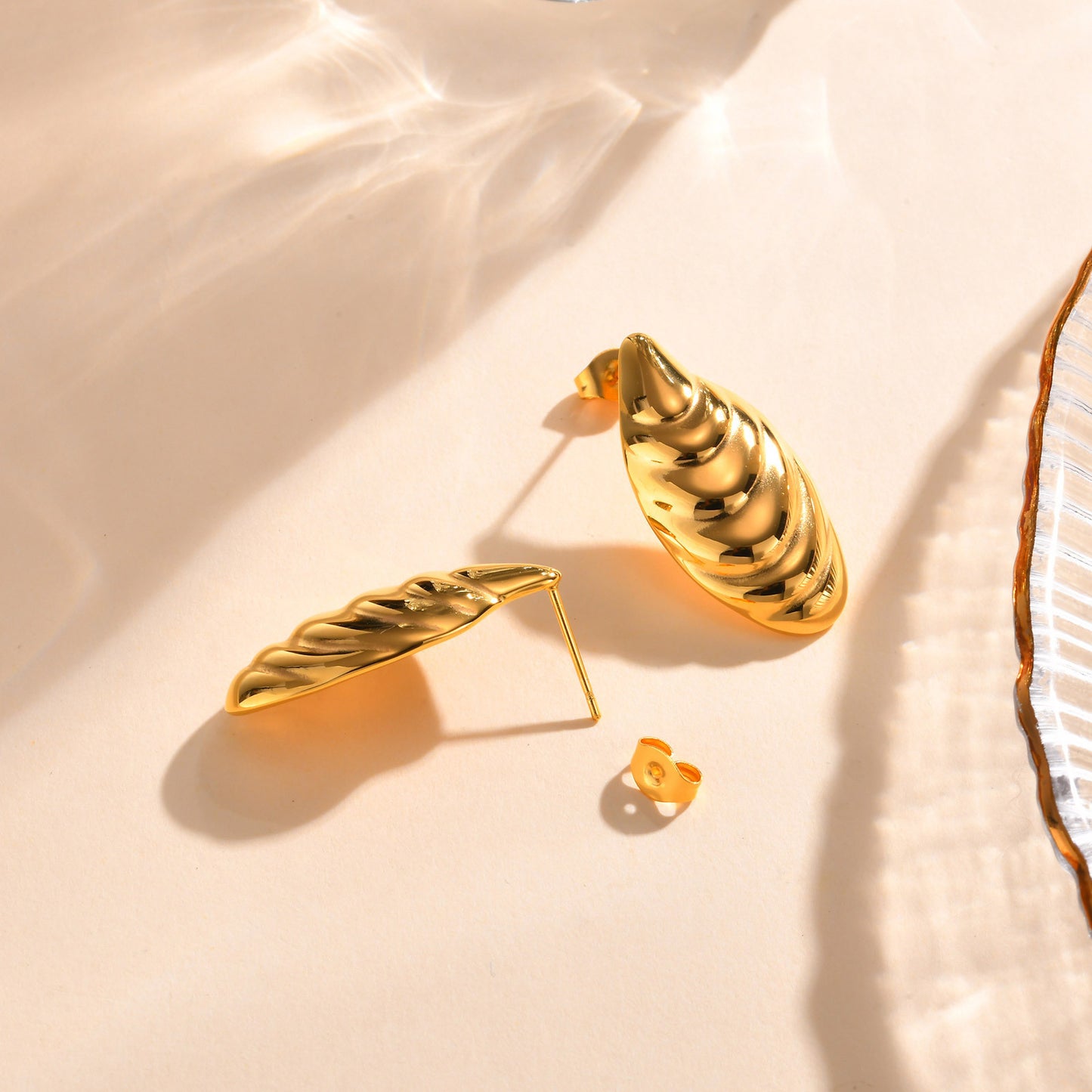 Jewelry Stainless Steel Arc Geometric 18K Gold Stud Earrings Ladies