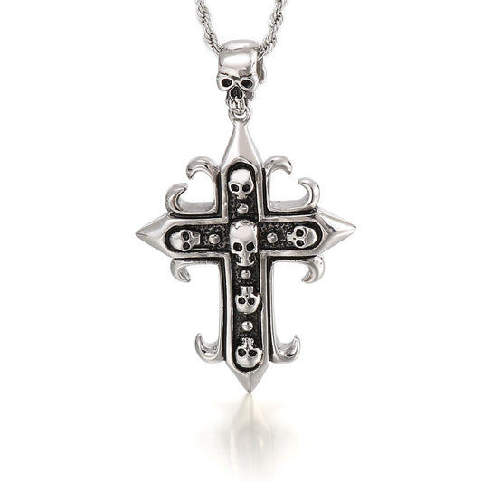 Titanium Steel Skull Tiger Head Pendant - Vintage Men's Necklace