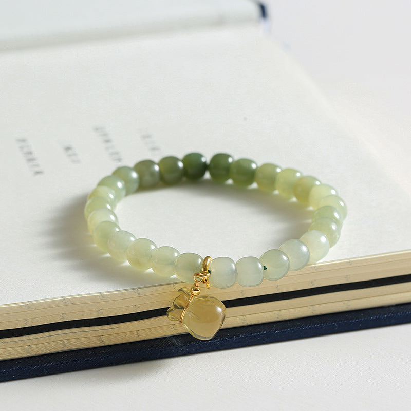 Fortune's Favor Sterling Silver Jade Handstring Bracelet