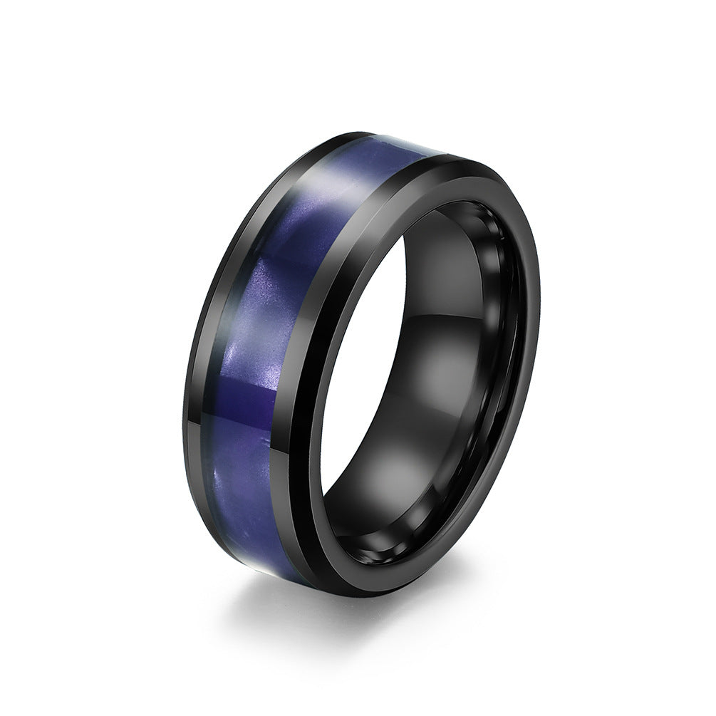 Planderful Titanium Steel Ring For Men Black Patch Hipster Fashion Nightclub Jewelry