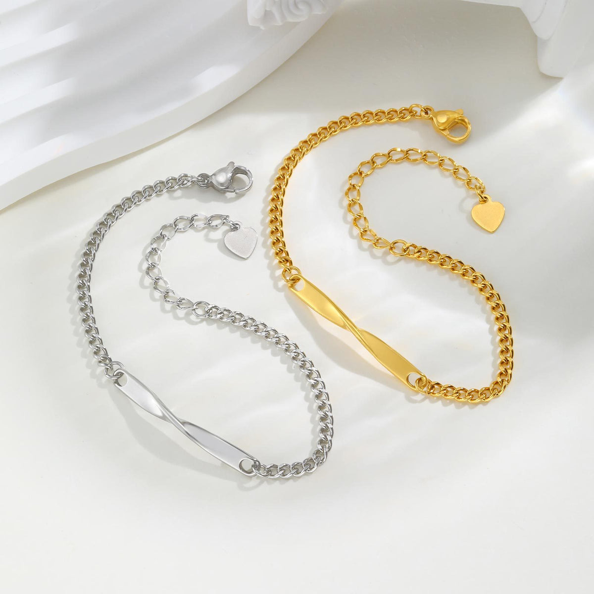M Bius Couple Significant Stainless Steel Bracelet Unisex