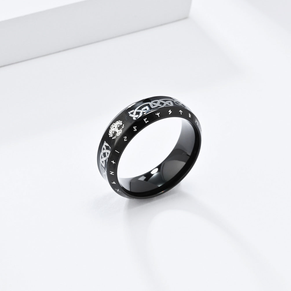 Cross-Border Retro Nordic Viking Stainless Steel Ring for Men
