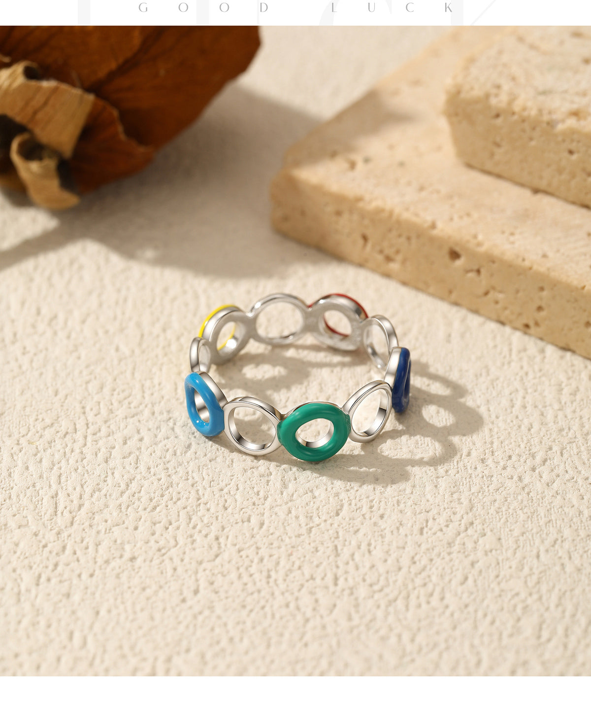 925 Sterling Silver Two-Tone Enamel Ring