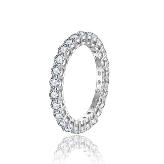 Planderful Moissanite Ring 2.5mm Row Sterling Silver 18K Gold Plated Sparkling Versatile Stacking Wedding Band For Her