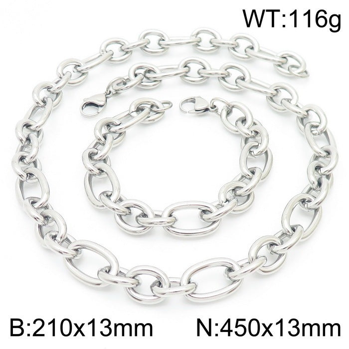 Source Factory Commuter Stainless Steel O Chain Necklace Bracelet Men's Multi-Size 7/10/13 Mmo