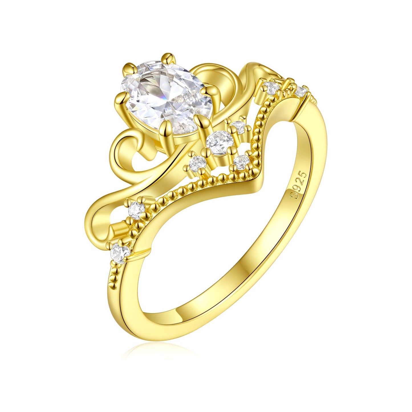 Cross-Border 18k Gold Electroplating Court Retro Crown Ring