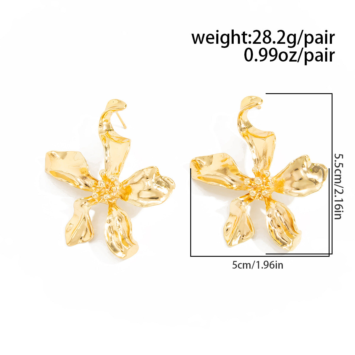 Planderful Vienna Verve 3D Metal Flower Stud Earrings For Women Premium Retro Statement Jewelry