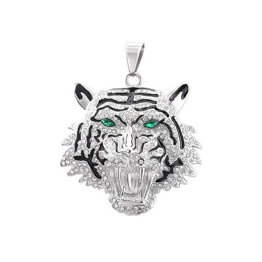 Planderful Hipster Tiger Head Pendant For Men Zircon Inlay