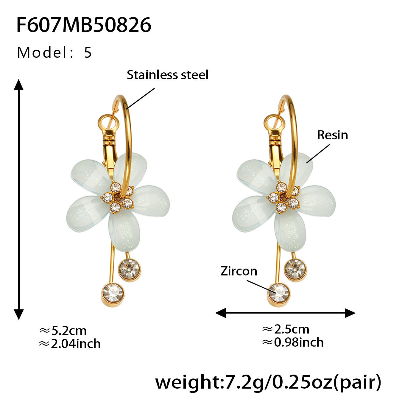 Planderful Camellia Zircon Tassel Earrings Women Stainless