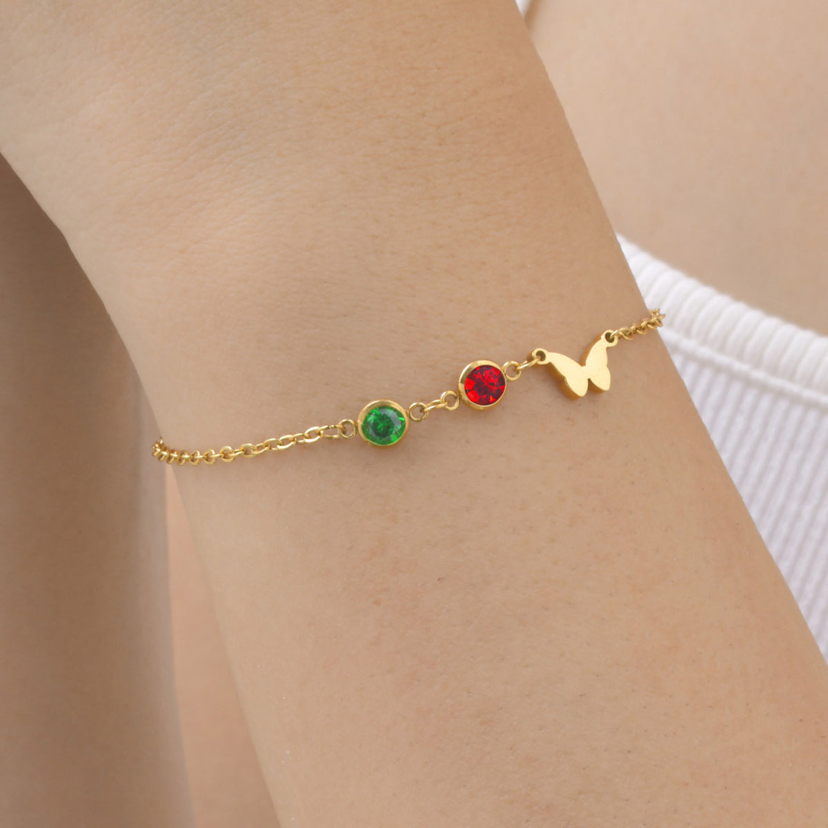 Cross Butterfly Zircon Stainless Steel Bracelet Unisex