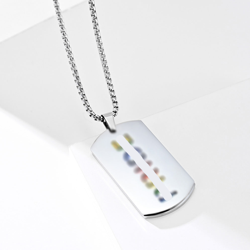 Cross-Border Amazon Rainbow Flag Titanium Steel Pendant Necklace