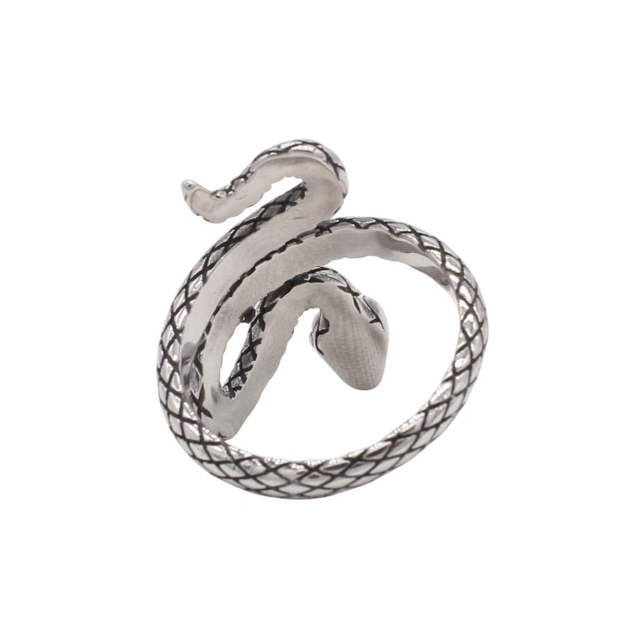 Planderful Jewelry Snake Ring in Titanium Steel Personalized European American Retro Design