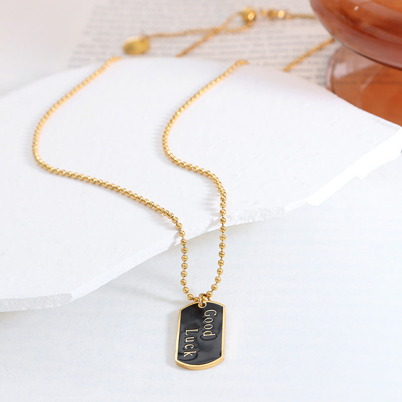 Exquisite Square Pendant Tassel Necklace in Titanium Steel for Women