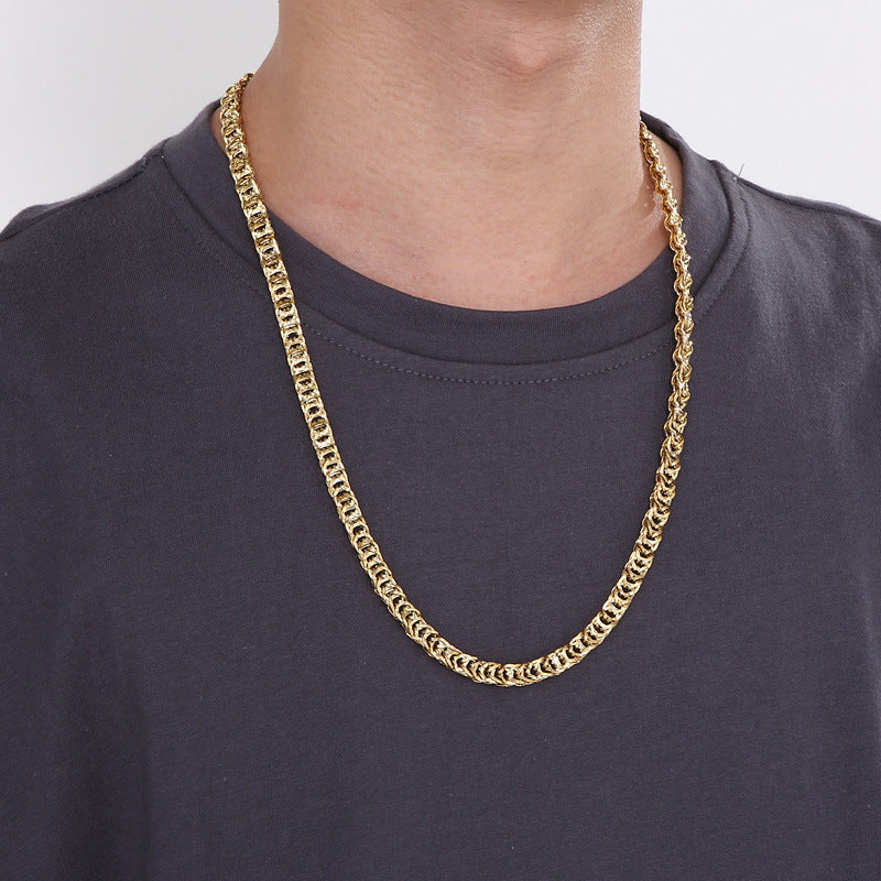 Street Men's Titanium Steel Encrypted Creative Woven Chain, Wind Stainless Steel Buckle Necklace