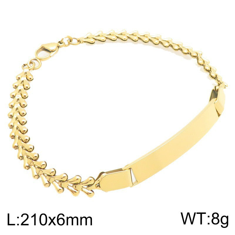 Stainless Steel Figaro Chain Bend Bracelet Nk Chain Cuban Chain Couple