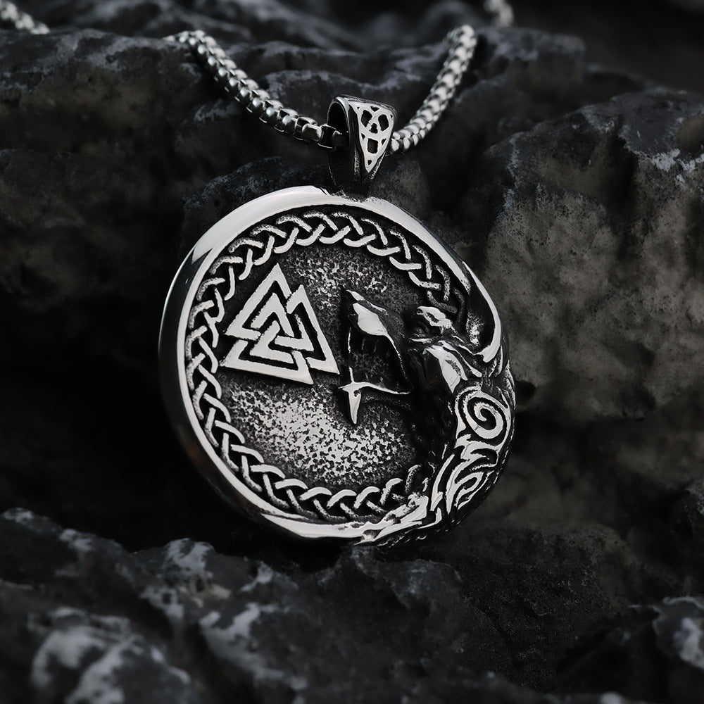 Nordic Retro Stainless Steel Men's Pendant Viking Triangle Necklace