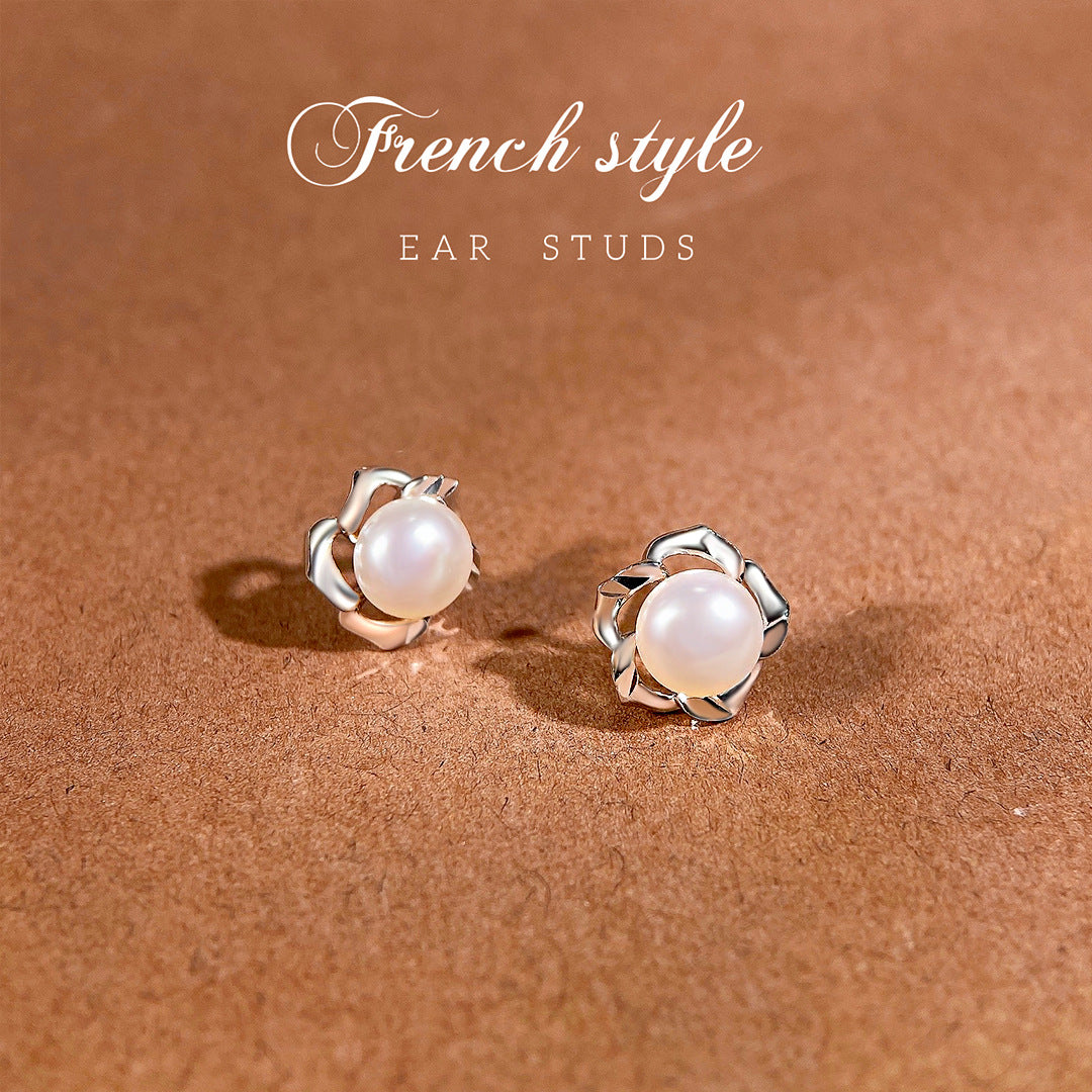 Vintage Pearl 925 Sterling Silver Women's Earrings