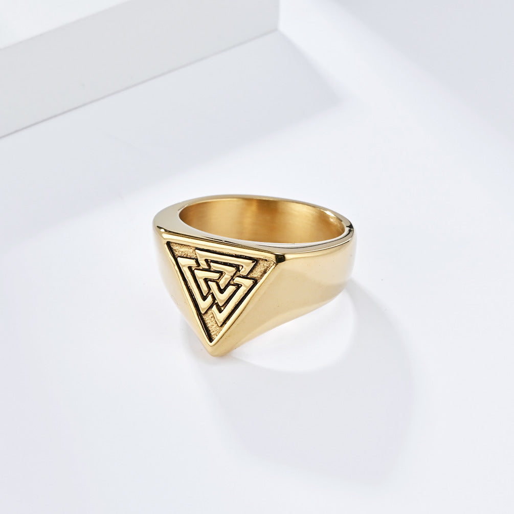 Vintage Nordic Germanic Viking Valknute Stainless Steel Ring