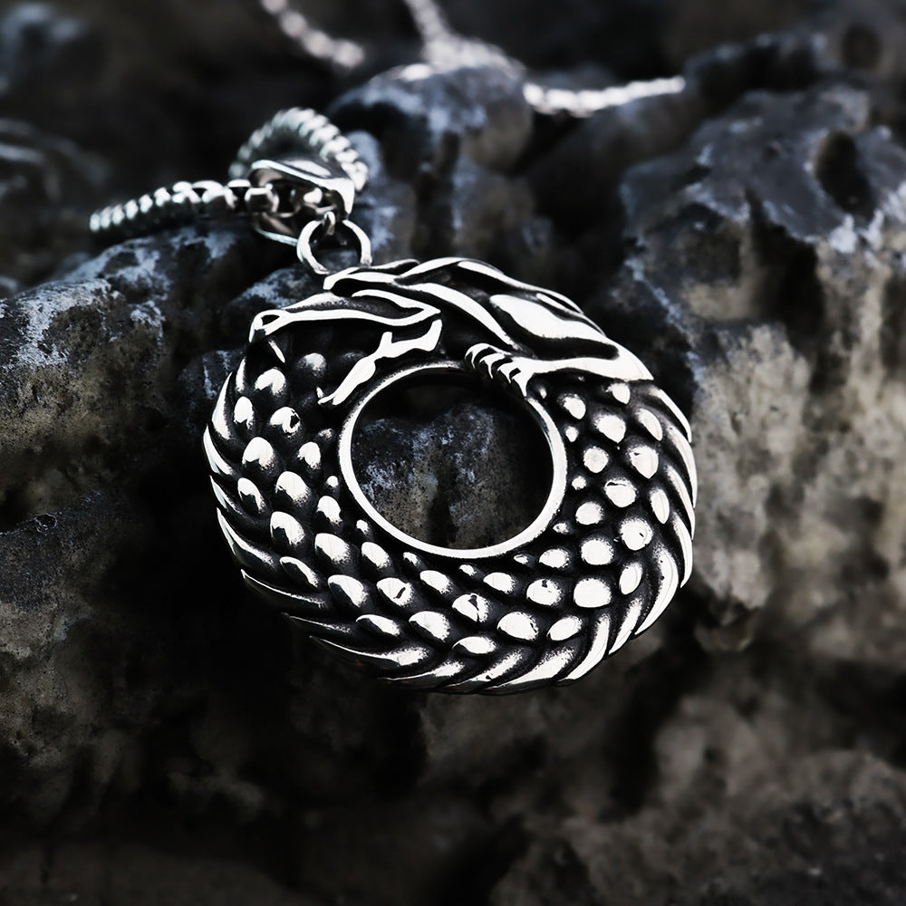 Nordic Retro Stainless Steel Men's Pendant Viking Dragon Design