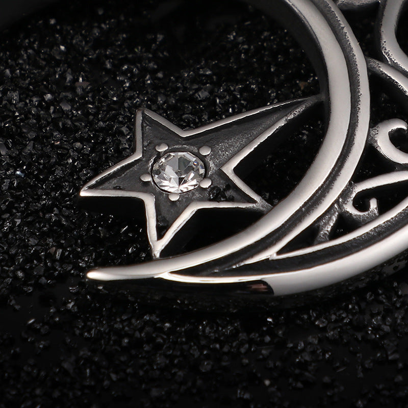 Stylish Titanium Steel Men's Pendant with Zircon Stars and Moon for Fashion Enthusiasts