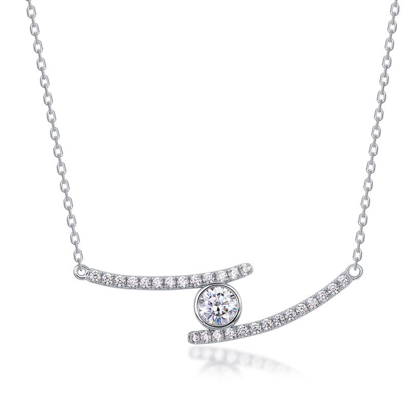 S925 Sterling Silver Moissanite Round Pendant Necklace