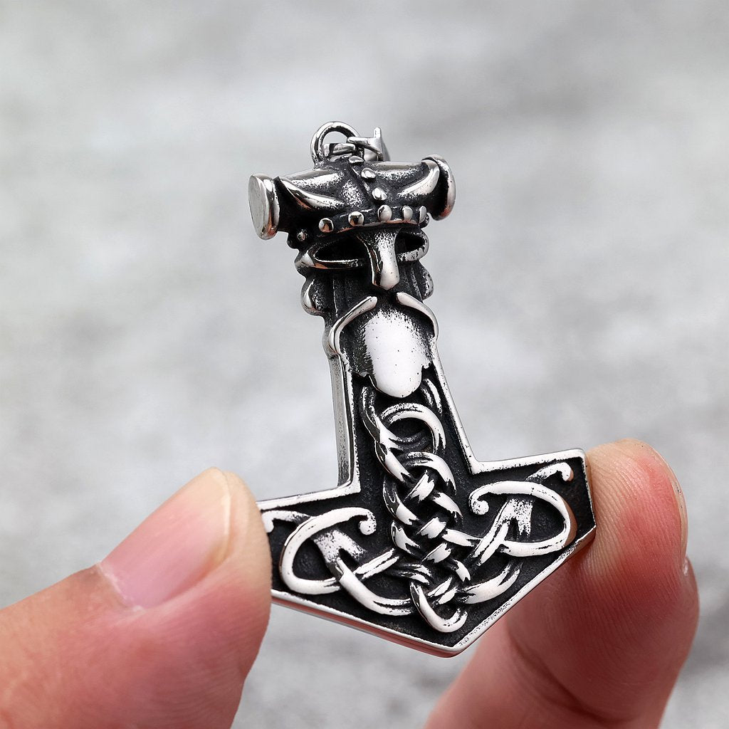 Planderful Nordic Viking Pendant For Men Stainless Steel Single Sided Necklace With Retro Style