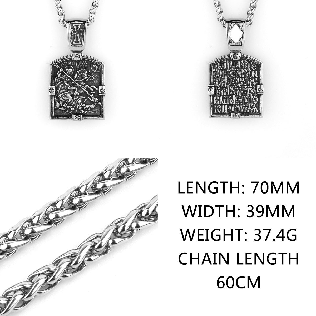 Planderful Cross Knight Pendant Titanium Steel For Men Durable Premium Hip Hop Necklace