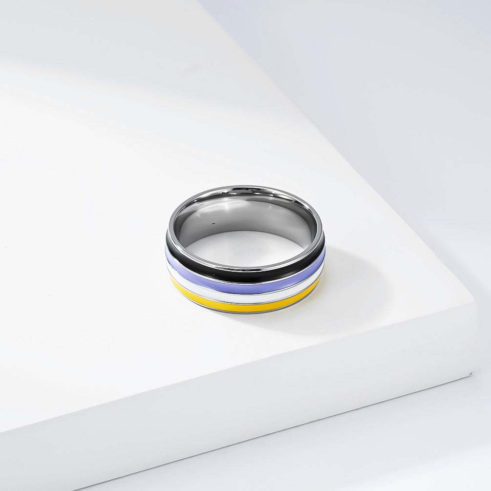 Steel Ring - Statement Rainbow Flag Ring