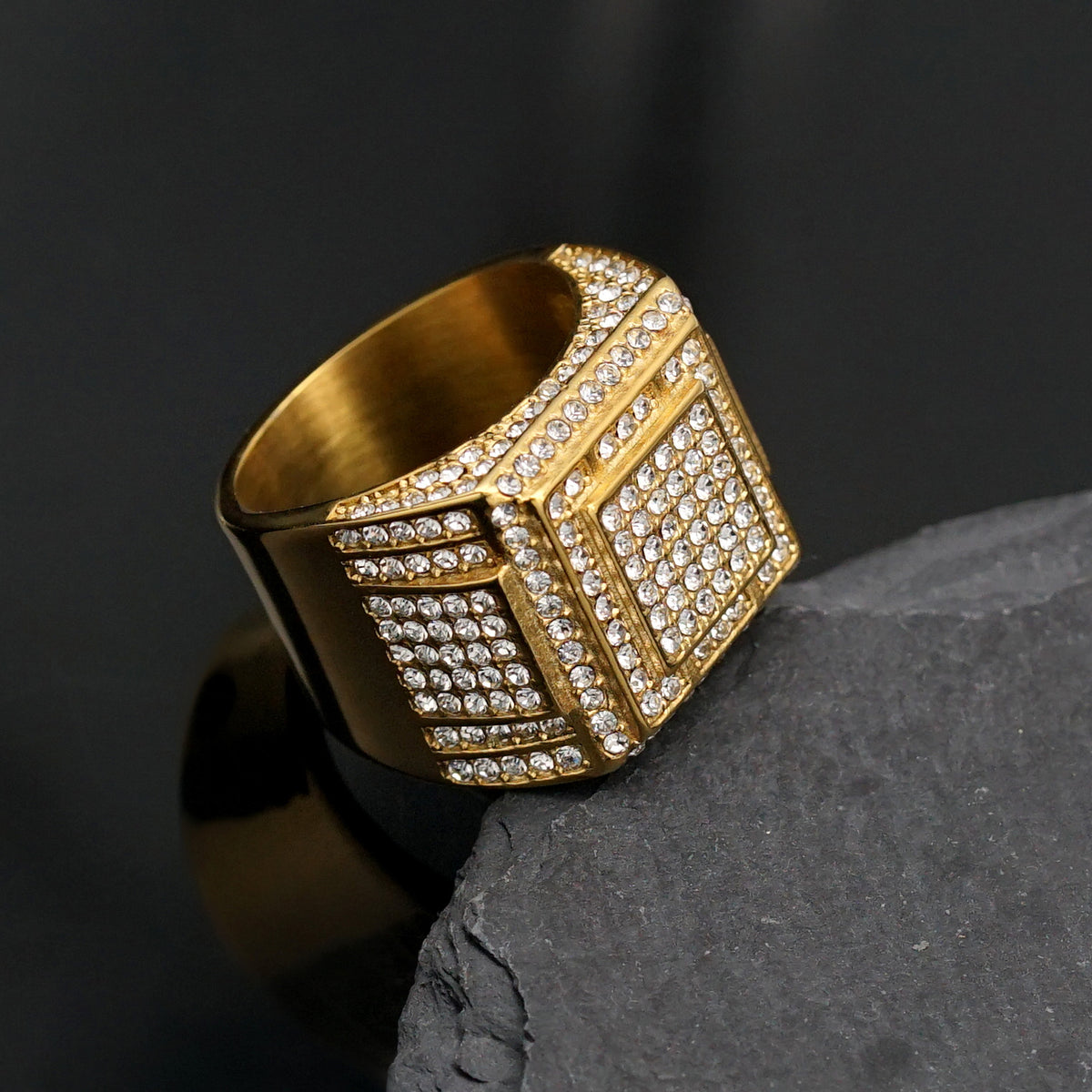 Planderful Everyday Genie Stainless Steel Zircon Ring For Men Unisex Bold Statement Jewelry